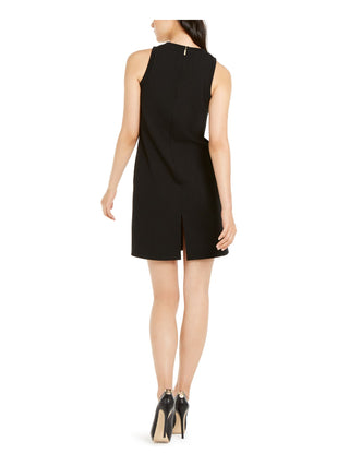 Michael Kors Women's Sleeveless Jewel Neck Short Shift Party Dress Black Size Medium