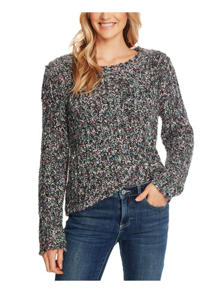 Cece Women's Long Sleeve Jewel Neck Sweater Gray Size X-Small