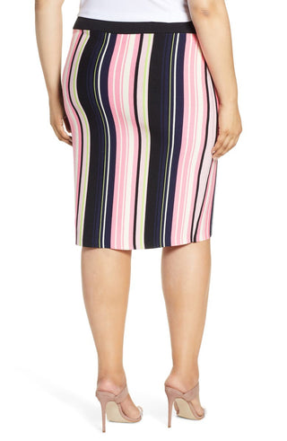 Rachel Roy Women's Striped Knee Length A Line Skirt Pink Size 3X