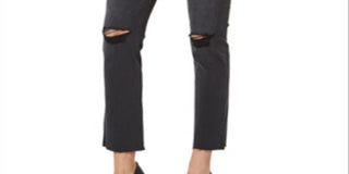 Numero Women's High Rise Distressed Straight Leg Jeans Black Size 31