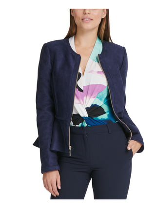 DKNY Women's Zip up Jacket Blue Size 4 Petite