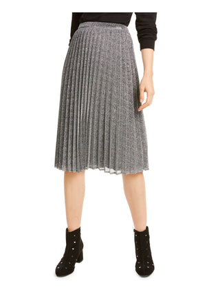 Maison Jules Women's Sequined Heather Knee Length Pleated Evening Skirt Gray Size XX-Small