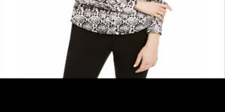Calvin Klein Women's Snakeprint Button Front Top Black Size Small