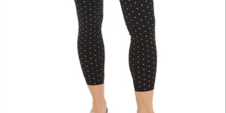 Maison Jules Women's Polka Dot Stretch Skinny Pants Black Size Large