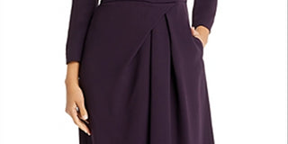 Armani Women's Faux Wrap Fit and Flare Dress Purple Size 44
