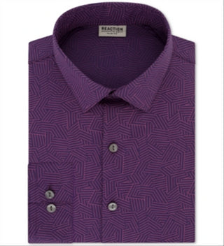 Kenneth Cole Reaction Men's Slim Fit Stretch Performance Dress Shirt Purple Size 16.5X32X33