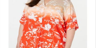 Calvin Klein Women's Plus Button Down Top Red Size 2X
