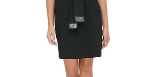 Tommy Hilfiger Women's Sequin Tie Sheath Dress Black Size 18
