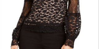 Nanette Lepore Women's Leopard Lace Blouse Black Size 8