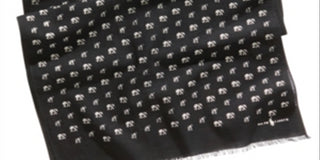 Polo Ralph Lauren Women's Elephant Graphic Fringe Rectangle Scarf Black One Size