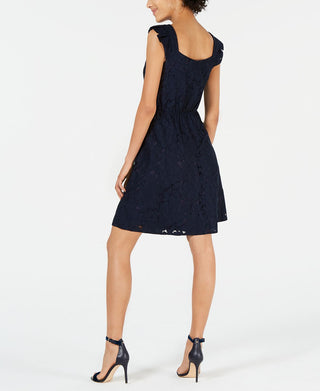 Monteau Petite Lace Fit & Flare Dress -Navy  Size Petite XL