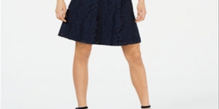 Monteau Petite Lace Fit & Flare Dress -Navy  Size Petite XL