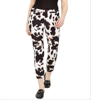 Calvin Klein Women's X Fit Cow Print Slim Ankle Pants Black Size 0-0