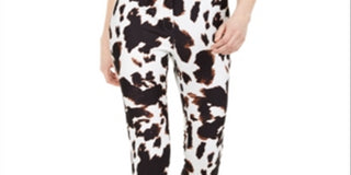 Calvin Klein Women's X Fit Cow Print Slim Ankle Pants Black Size 0-0