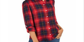 Tommy Hilfiger Plaid Utility Button-up Shirt Student Plaid Red Size S