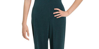 Sequin Hearts Women's Juniors Knit Metallic Jumpsuit Green Size 3