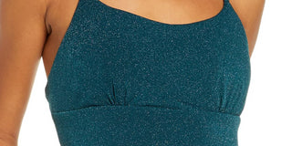 Sequin Hearts Women's Juniors Knit Metallic Jumpsuit Green Size 3