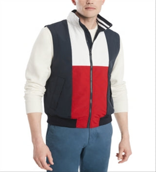 Tommy Hilfiger Men's Colorblock Yacht Outerwear Vest Red Multi Size S