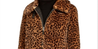 BCX Junior's Faux Fur Zip Front Coat Brown Size Small