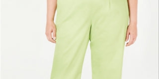 Alfred Dunner Women's Kiwi Cayman Islands Button Cuff Capris Green Size 16W