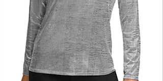 DKNY Women's Metallic Long Sleeves Blouse Silver Size X-Small