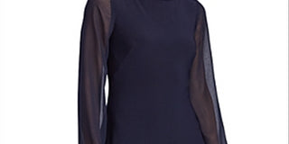 Ralph Lauren Women's Georgette Sleeve Jersey Dress Blue Size 0