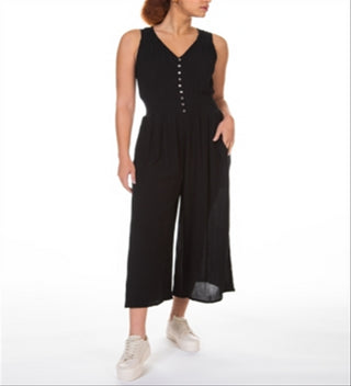 Black Tape Women's Smocked Waist Culotte Jumpsuit Black Size Large