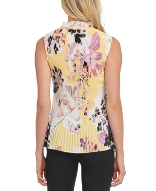 Dkny Floral-Print Pleated Blouse Yellow Size XX-Large