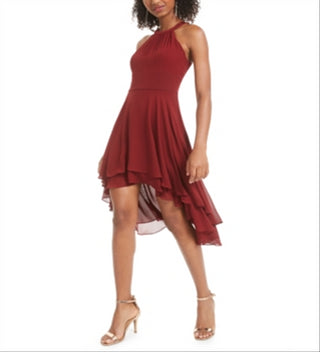 Dress Junior a-Line Chiffon Halter High-Low Red Size 5/6