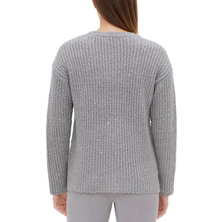 Calvin Klein Women's Knitted Long Sleeve Crew Neck Sweater Silver Size Medium