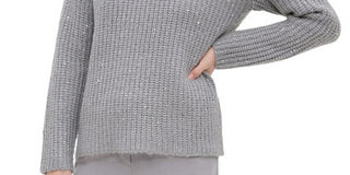 Calvin Klein Women's Knitted Long Sleeve Crew Neck Sweater Silver Size Medium