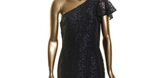 Lauren Ralph Lauren Women's Asymmetrical Lace Flounced-hem Shift Dress Blue Size 12