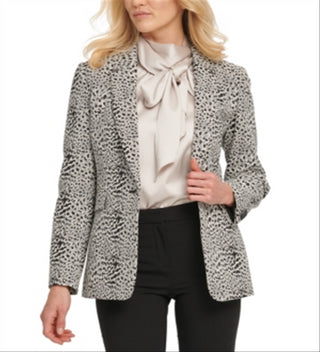 DKNY Women's Separate Business One Button Blazer Suit Black - White Size 4