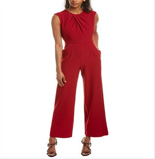 Donna Ricco Women's Round Neck Jumpsuit Red Size 4