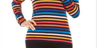 Tommy Hilfiger Women's Cotton Striped V Neck Sweater Blue Size Large