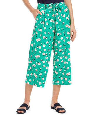 Maison Jules Women's Petal Print Culotte Pants Green Size X-Large