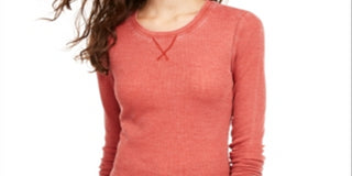 Ultra Flirt Women's Waffle Crewneck Casual Top Red Size Small