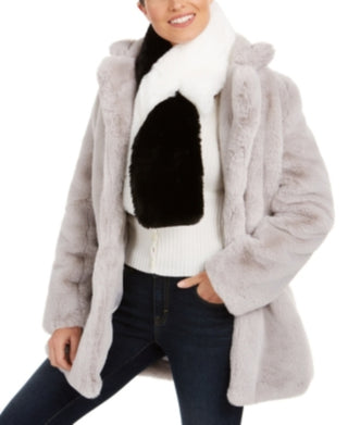 Apparis Women's Faux Fur Two Tone Winter Scarf Black Size Regular