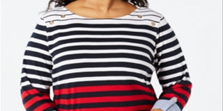 Tommy Hilfiger Women's Tee Shirts SZO_SKY - Navy & Red Stripe Ainsley Crewneck Tee Size 0X
