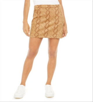 Lucy Paris Women's Faux Suede Snake Print Skirt Brown Size Medium