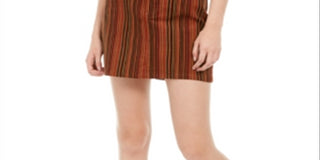 Indigo Rein Junior's Striped Denim Mini Skirt Brown Size 7