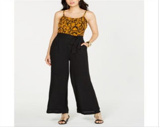 Thalia Sodi Women's Printed Sleeveless Jumpsuit Yellow Size XL