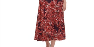 Tommy Hilfiger Women's Jersey Printed MIDI Dress Red Size 8