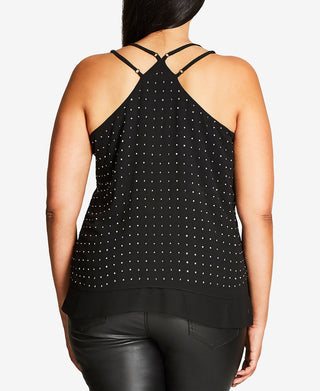 City Chic Women's Trendy Strappy Metallic Stud Tank Top Black Size -XS