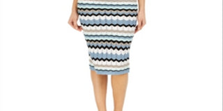 Almost Famous Junior's Chevron MIDI Sweater Dress Blue Size XX-Small