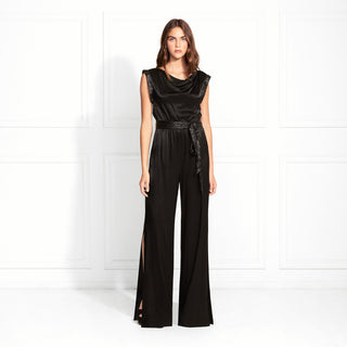 Rachel Zoe Women's Aiden Drapey Viscose Sequin Jumpsuit Black Size 4