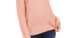 Ultra Flirt Juniors' Lace-Up Back Sweater Purple Size Large