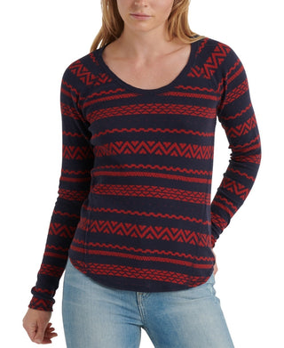 Lucky Brand Women's Fair Isle Thermal Top Red Size Small