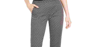Michael Kors Women's Chain-Print Pull-On Pants Black Size X-Large