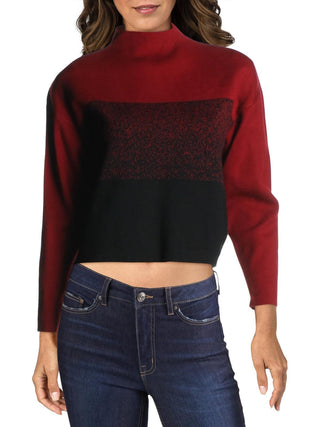 Ombré Funnel Neck Sweater Women's Anne Klein Burgundy Long Sleeve Mock Sweater Red Size X-Large